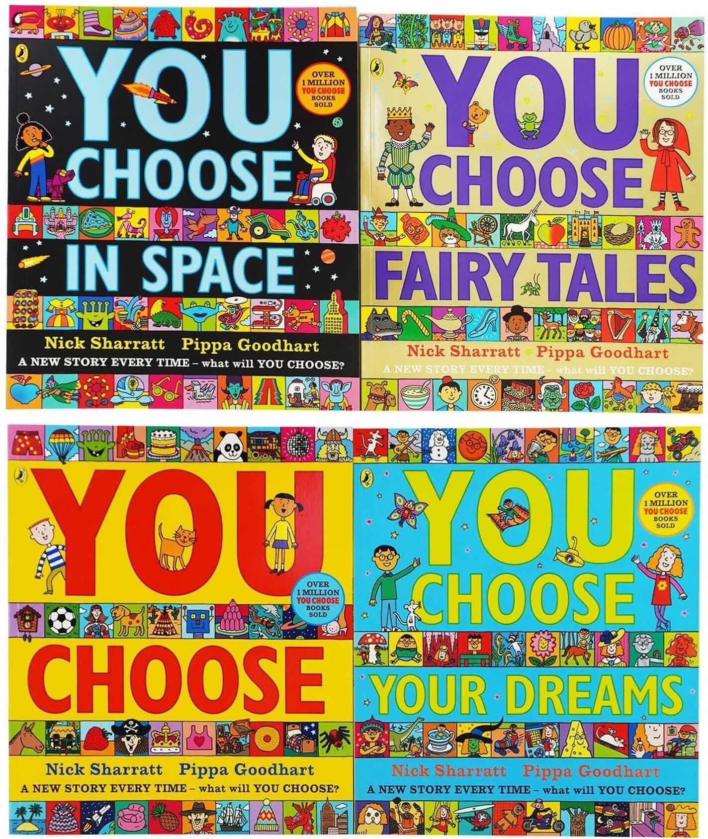 Puffin You Choose Series 4 Books Children's Collection Set by Pippa Goodhart and Nick Sharratt (You Choose, Space, Your Dreams, Fairy Tales)