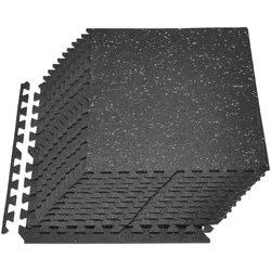 VEVOR 24 x Puzzlematte Bodenschutzmatte 61 x 61 x 1 cm, Hochdichte EVA-Schaumstoffmatte, Ineinandergreifende Fitnessmatte Gymnastikmatte Sportmatte, Trainingsmatte (Schwarz) mit Grauen Punkten