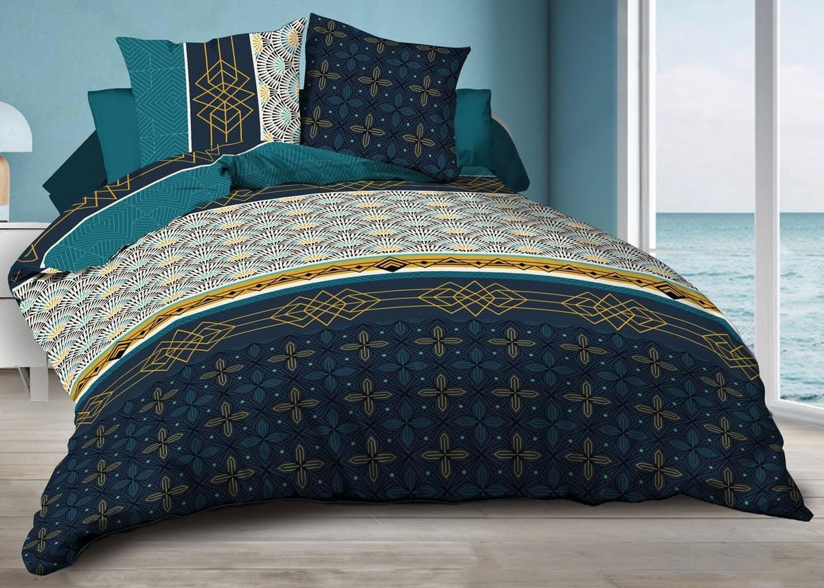 Blauw Kreukvrij Microvezel Dekbedovertrek Set 220x240 cm