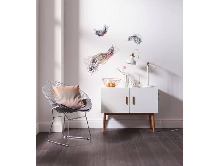 Komar Deco-Sticker Inspiration 50 x 70 cm Muurtattoo, muurschildering, muursticker, muursticker, muursticker, veren, aquarel, tekening, dromen 17052h