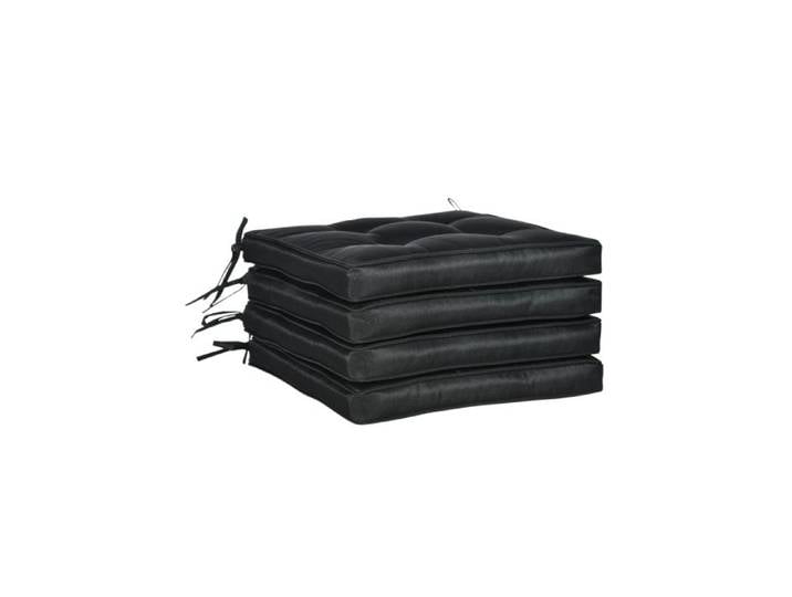 Set of 4 Garden Seat Cushion with Ties 42 x 42cm Replacement Dining Chair Seat Pad Black
