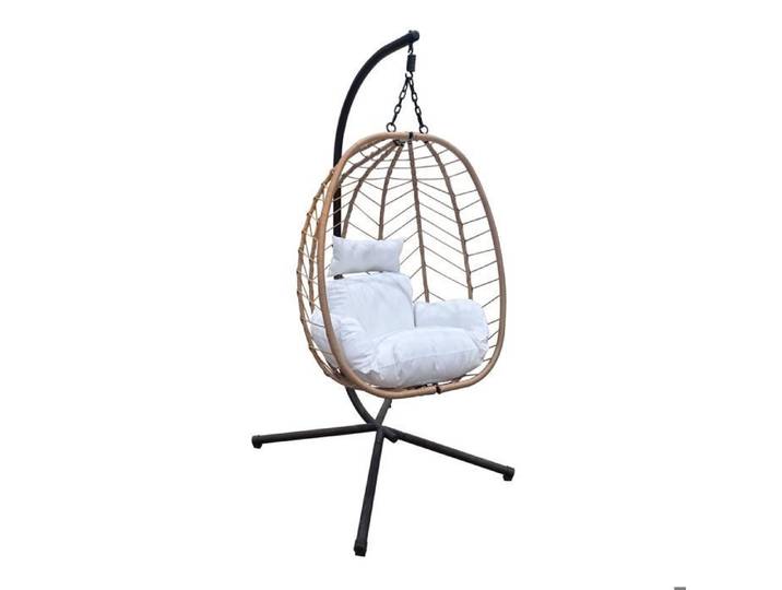 SVITA BELLY Chaise suspendue avec support pliable Chaise suspendue Siège suspendu Panier suspendu Naturel