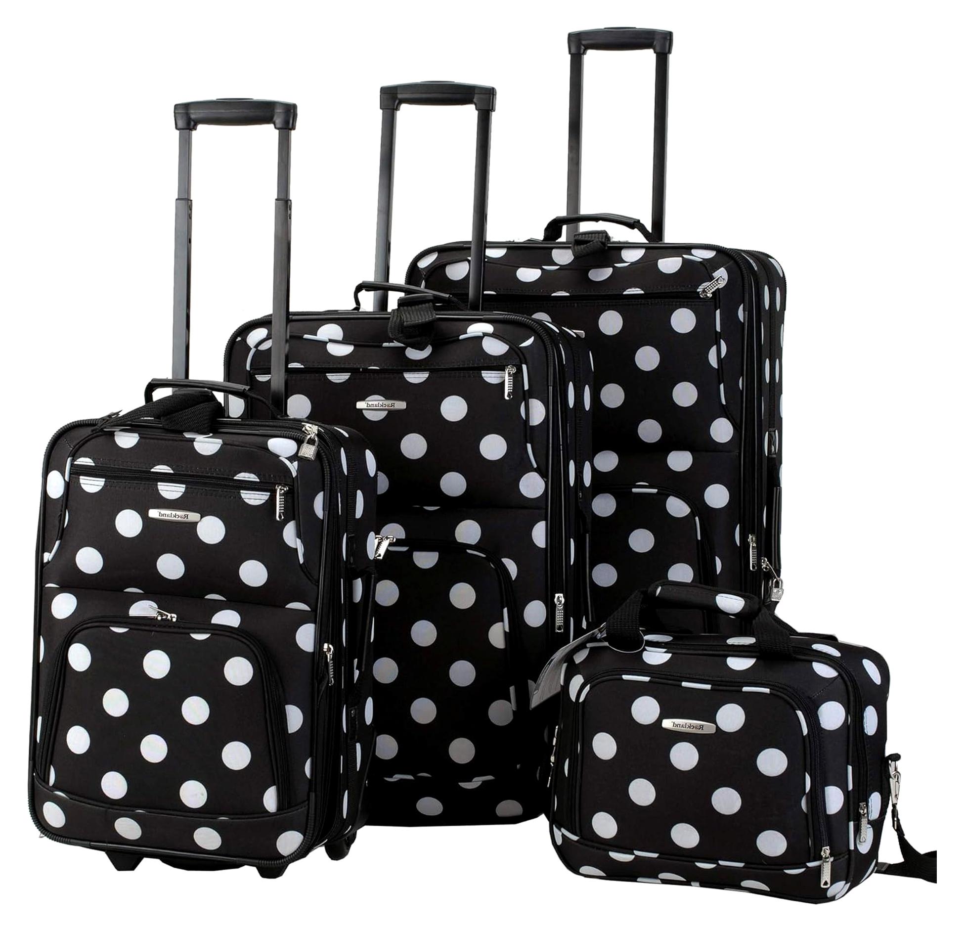 Gepunktetes Softside-Gepäck-Set in Schwarz, 4-teilig (14/19/24/28)