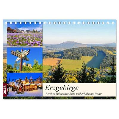 Erzgebirge - Reiches kulturelles Erbe und erholsame Natur (Tischkalender 2026 DIN A5 quer), CALVENDO Monatskalender