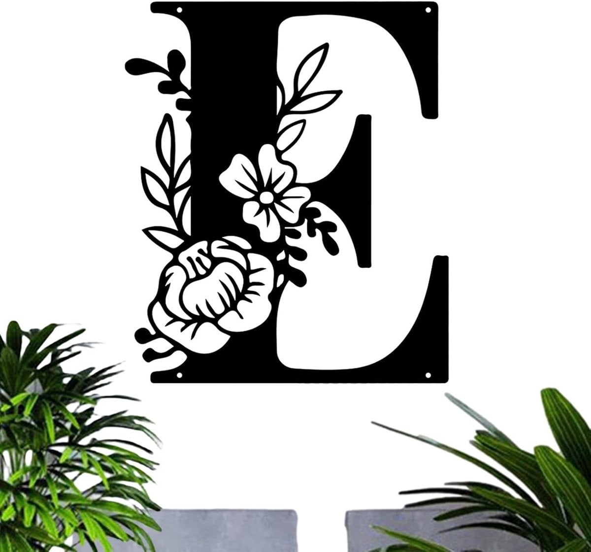 Metalen letter decoratie Bloemen muurkunst Meerkleurig 31 cm