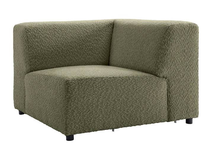 Fauteuil d'angle en tissu chenille vert TORISO