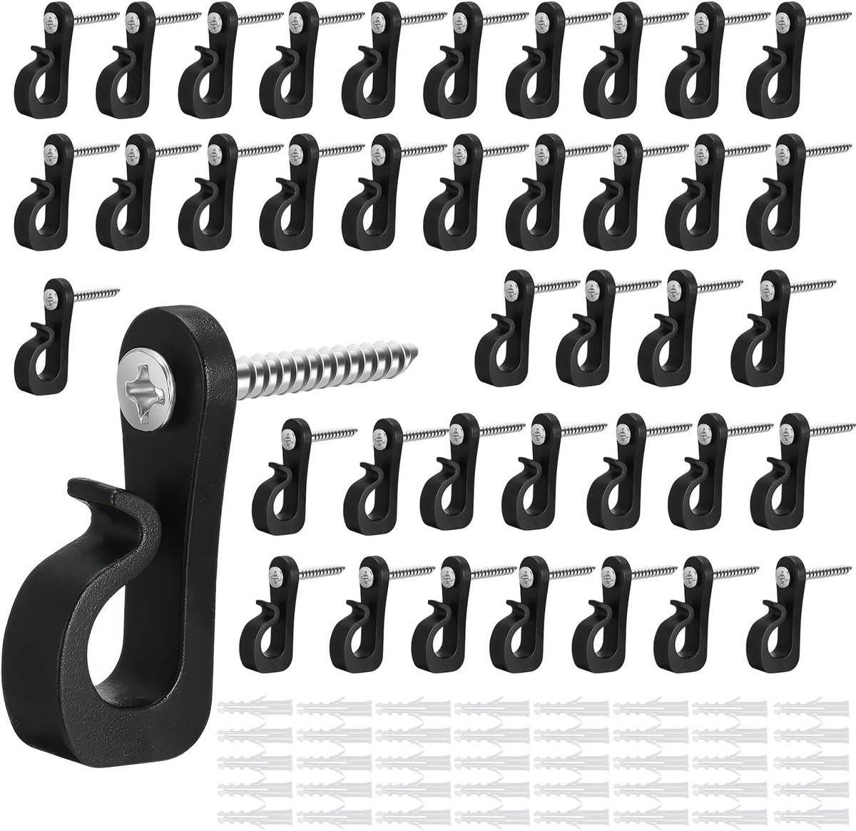 Zwarte Q-Hanger Schroefhaken voor Outdoor String Lights en Kerstverlichting