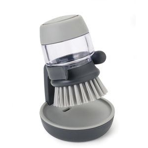 JosephJoseph Spülbürste Palm Scrub, mit Spülmittelspender, Kunststoffgriff mit Nylonborsten, grau, Länge 9 cm