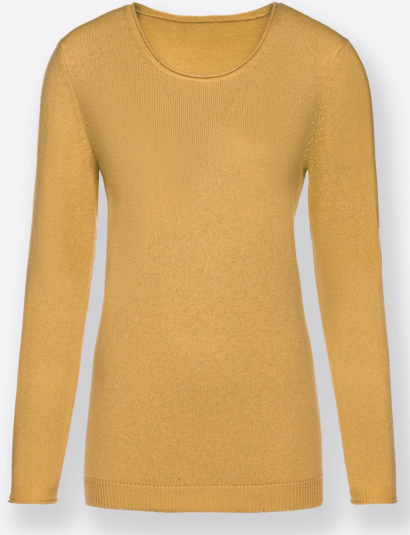 Kaschmirpullover "Kaschmir-Pullover", Damen, Gr. 36/38, gelb (ocker, meliert), 100% Kaschmir, meliert, unifarben, figurumspielend, Pullover Kaschmirpullover ocker, meliert 36/38