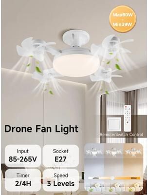 Inspire Select Modern LED Ceiling Fan Light E27 Remote Control 3 Speed Adjustable Ceiling Fan With Dimmable Lighting four Heads 85 265v