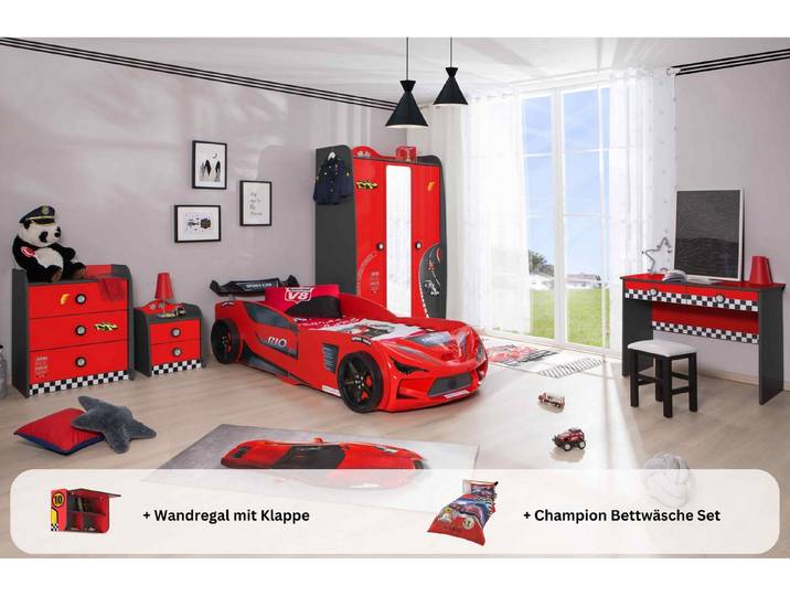 Aileenstore Jugendzimmer-Set Rio, (5-tlg., 5 teilig), Komplettset 5 teilig mit Autobett Rio, LED, Spoiler, Softclose