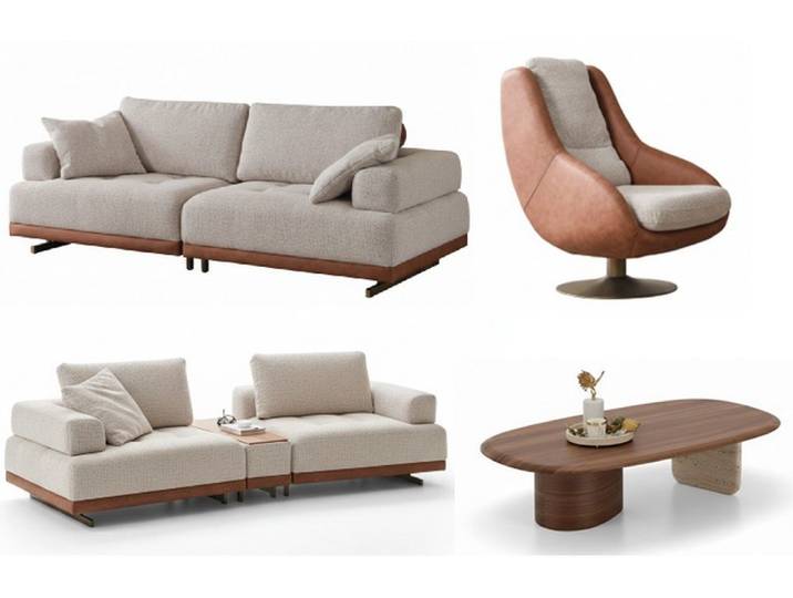 JVmoebel Polstergarnitur Designer Wohnzimmer Couchgarnitur 3-Sitzer Zweisitzer Edler Sessel, (4-tlg)