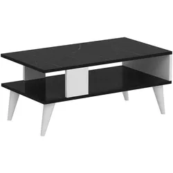 Helloshop26 - Couchtisch mit Stauraum 40 x 90 x 45 cm schwarz/weißer Marmor