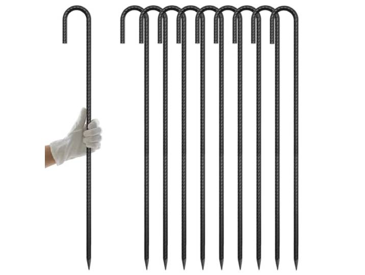 AAGUT Bewehrungsstäbe, 91,4 cm, J-Haken, 1,27 cm, Gartenpfähle, strapazierfähig, 20 Stück