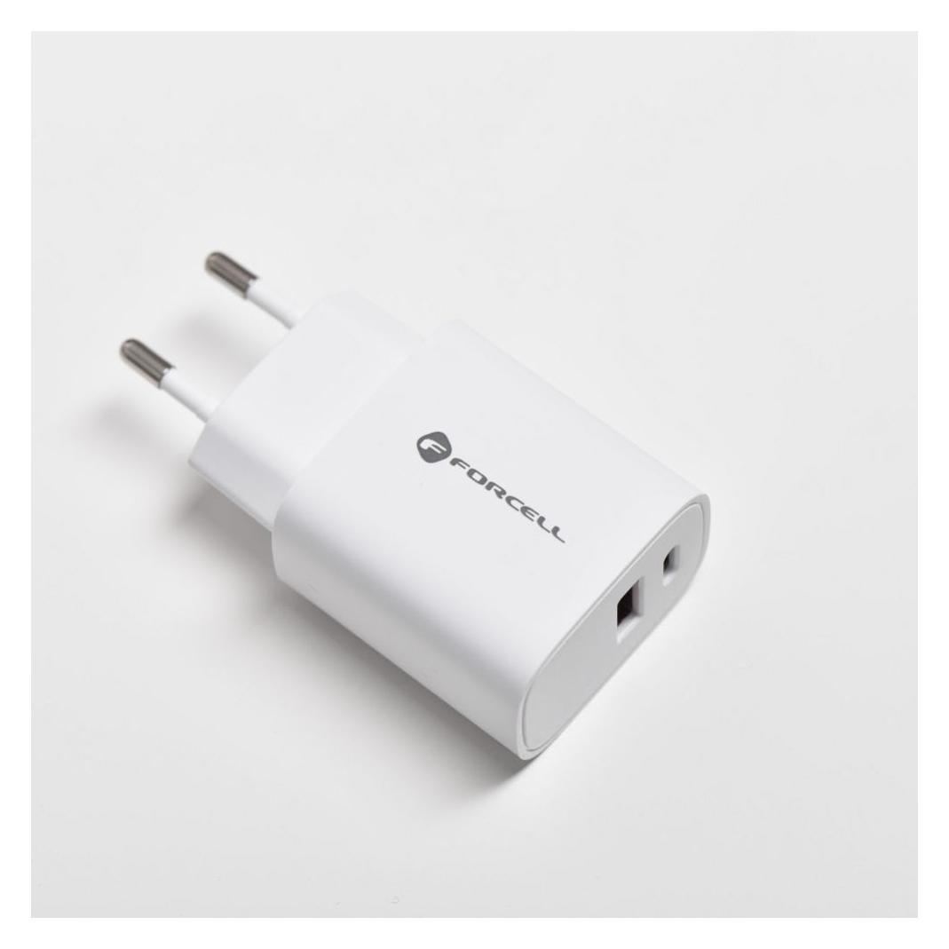Générique Forcell - Netzadapter mit 2 Ports (Port Typ A und Typ C, 30W, Weiss) Originalverpackung (30 W, 2 Ports) (278510)