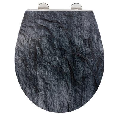 WENKO Premium WC-Sitz Mod. Slate Rock mit Relief, aus antibakteriellem Duroplast