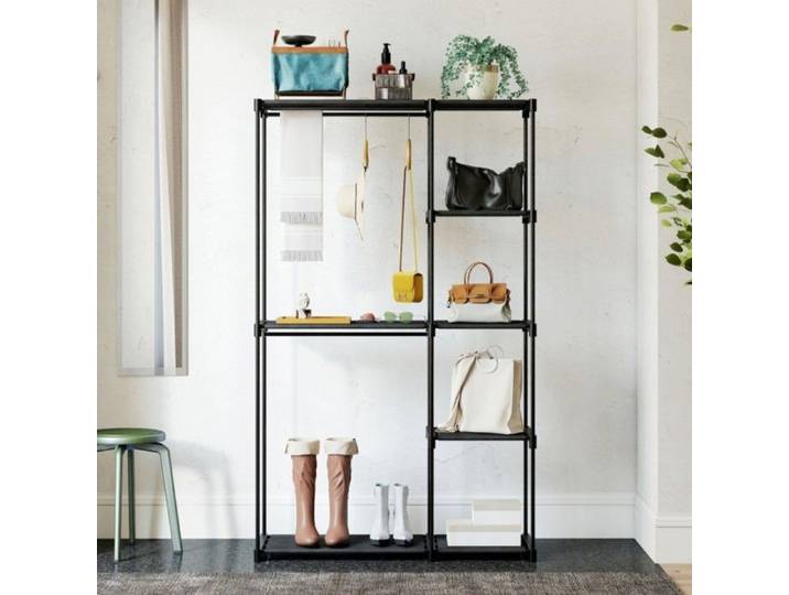 Penderie Mobile Armoire dressing noire 185 cm - Penderie et étagères pour rangement chambre 111 x 43 x 185 cm
