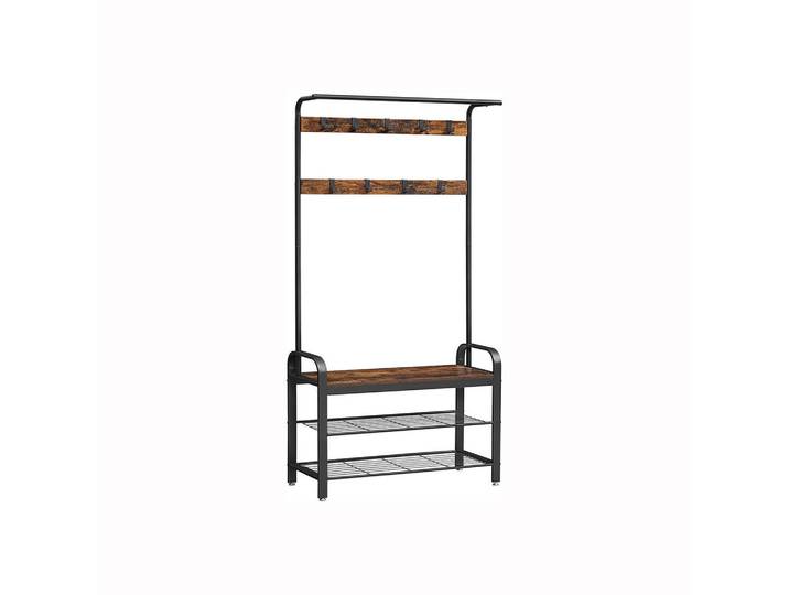 Hansiro Garderobenständer Kleiderständer, Braun, 33.7x183x84 cm, Garderobe, Garderobenständer