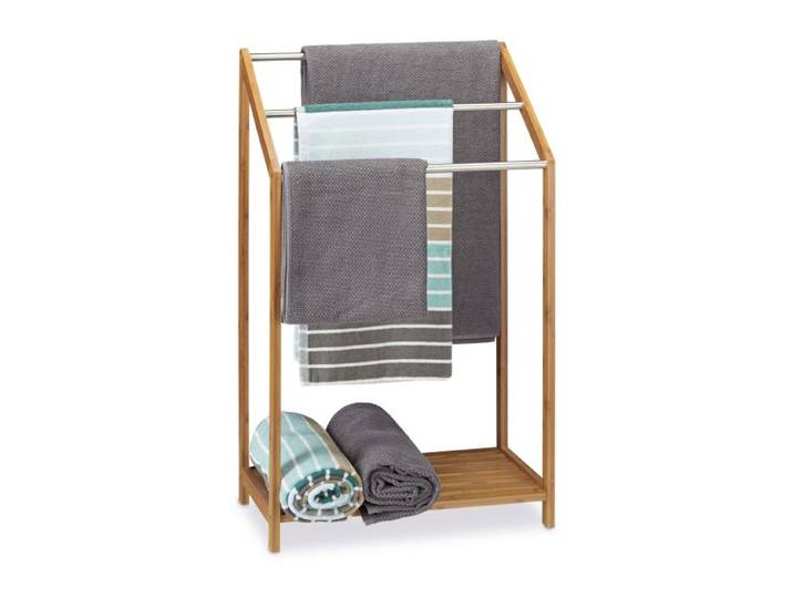 Relaxdays Handdoekrek bamboe 3 stangen