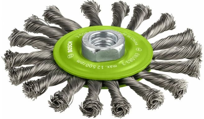 Brosse circulaire 115 mm à fils d'inox torsadés 115 mm, 0,5 mm, M14 ; Bosch (2608622106)