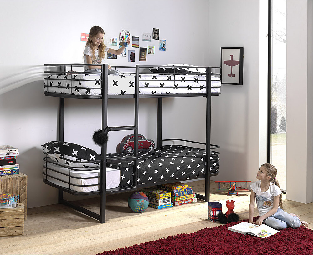 Kinder- Etagenbett Metall OSAKA-12 schwarz - B/H/T: 205/166/99cm