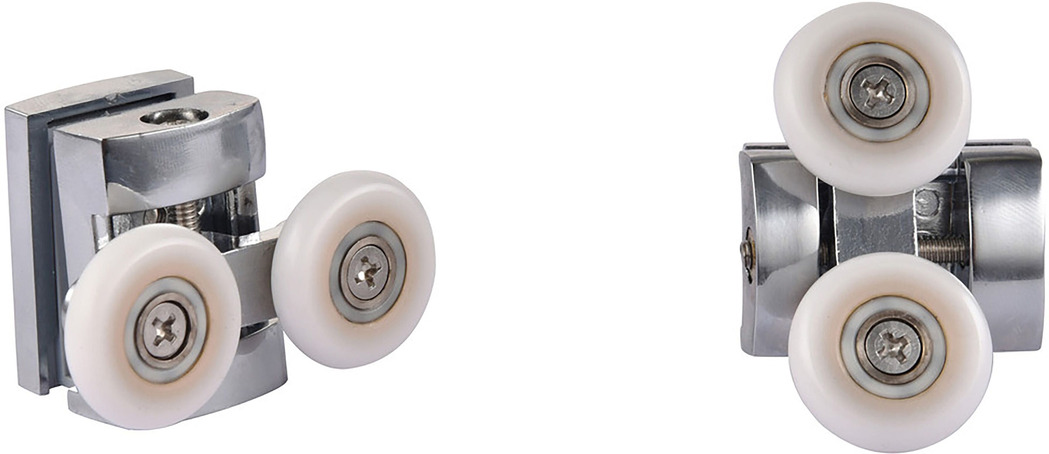 Tecnomat KIT 2 SCORRIMENTI SUPERIORI DOPPIA RUOTA Ø23 mm METALLO CROMATO VETRO 6-8 mm FORO 11 mm