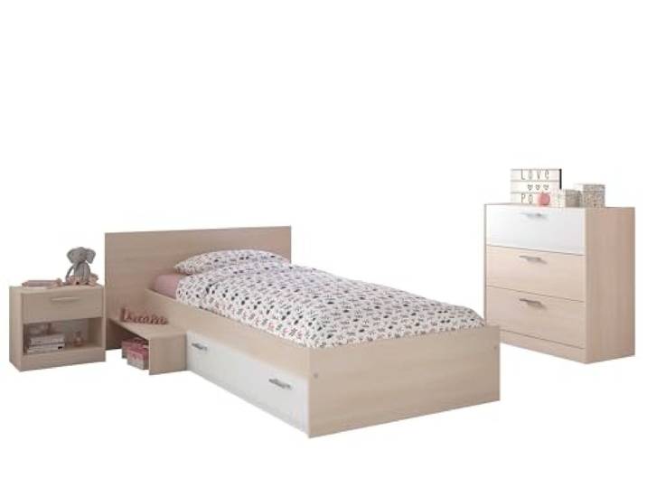 Unbekannt Générique Marco Kinderzimmer, kompletter Stil, zeitgenössischer Stil, Akazie hell und weiÃŸ, 90 x 190 cm