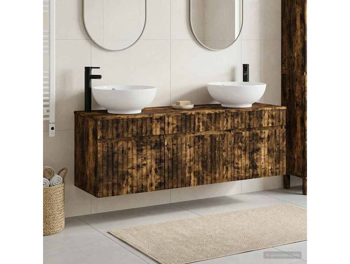 vidaXL Badezimmerschrank-Set 3 stk. Geräucherte Eiche