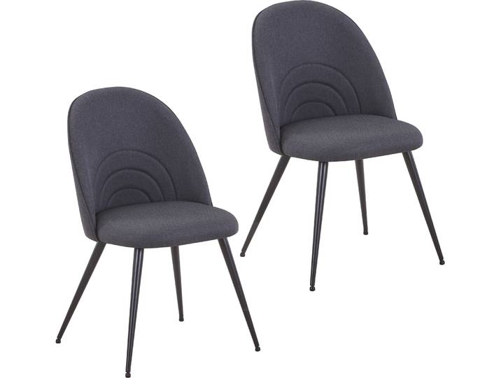 SVITA ANITA 2-er Set Esszimmerstühle Polsterstühle Stoffbezug Metallbeine Schwarz