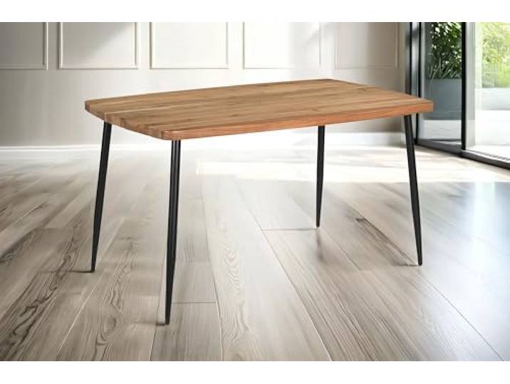SAM Esstisch Irene 140x80 cm Akazie Natur gerade Kante bootsförmig Holztisch massiv, bootsförmiger Esszimmertisch, konisches Gestell