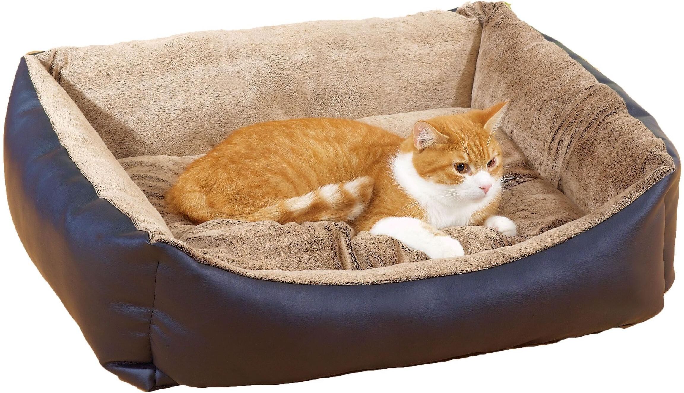 Tierbett SWISSPET "Liegebett Bali eckig 70x60cm", braun (dunkelbraun), B/H/L: 60cm x 70cm, Tierbetten, Tierbett dunkelbraun B/H/L: 60cm x 70cm