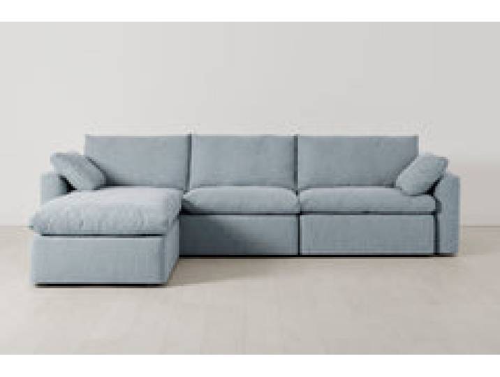 Model 13 4-Sitzer-Sofa mit Chaiselongue links, Meerglasblau