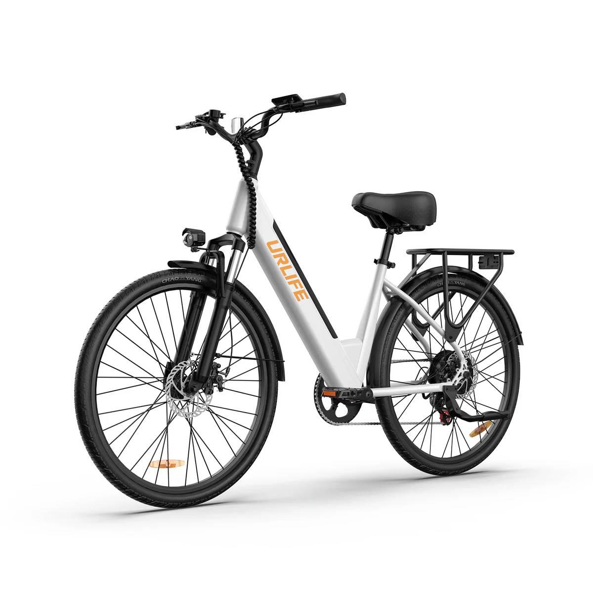 Weißes Erwachsenen-Elektrofahrrad Modell E26, 250-W-Motor, Akku 48 V / 10,4 Ah, 26-Zoll-Fettreifen, Stadt- und Gelände-E-Bike
