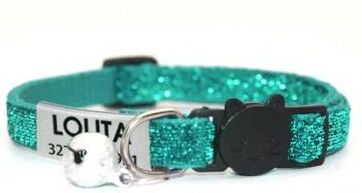 Uplift Picks Customized Glitter Cat Collar With Engraved ID Tag mint Green