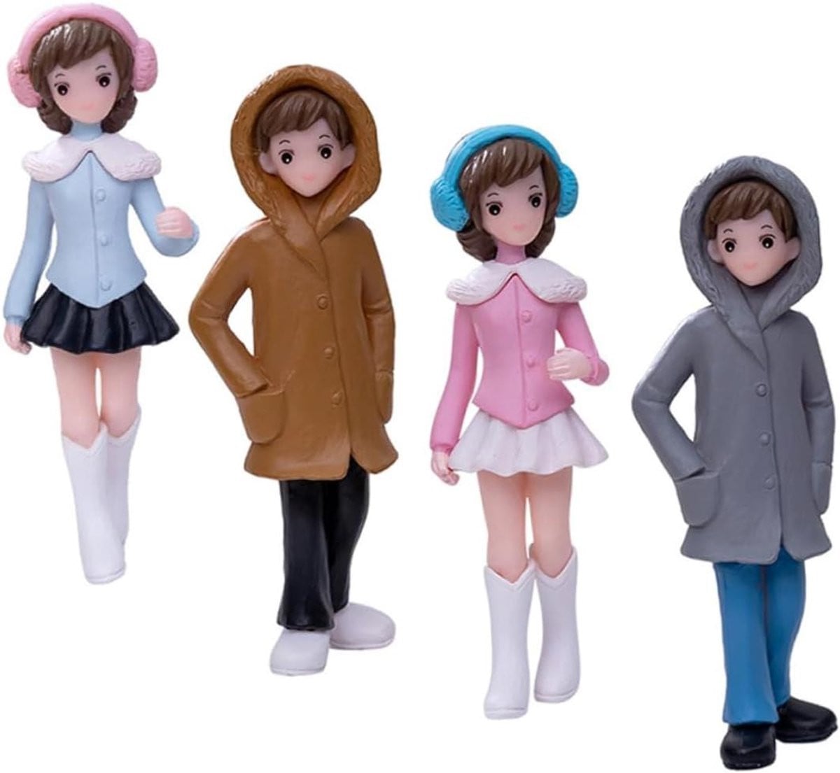 Romantische Koppel Beeldjes Wit - Miniatuur Figuren voor Decoratie - Hoogte: 7,90 cm