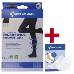First Aid Only Kompressions-Strumpfhose Zehen offen Größe XXL inkl. Hydrogel Blasenpflaster 6 S