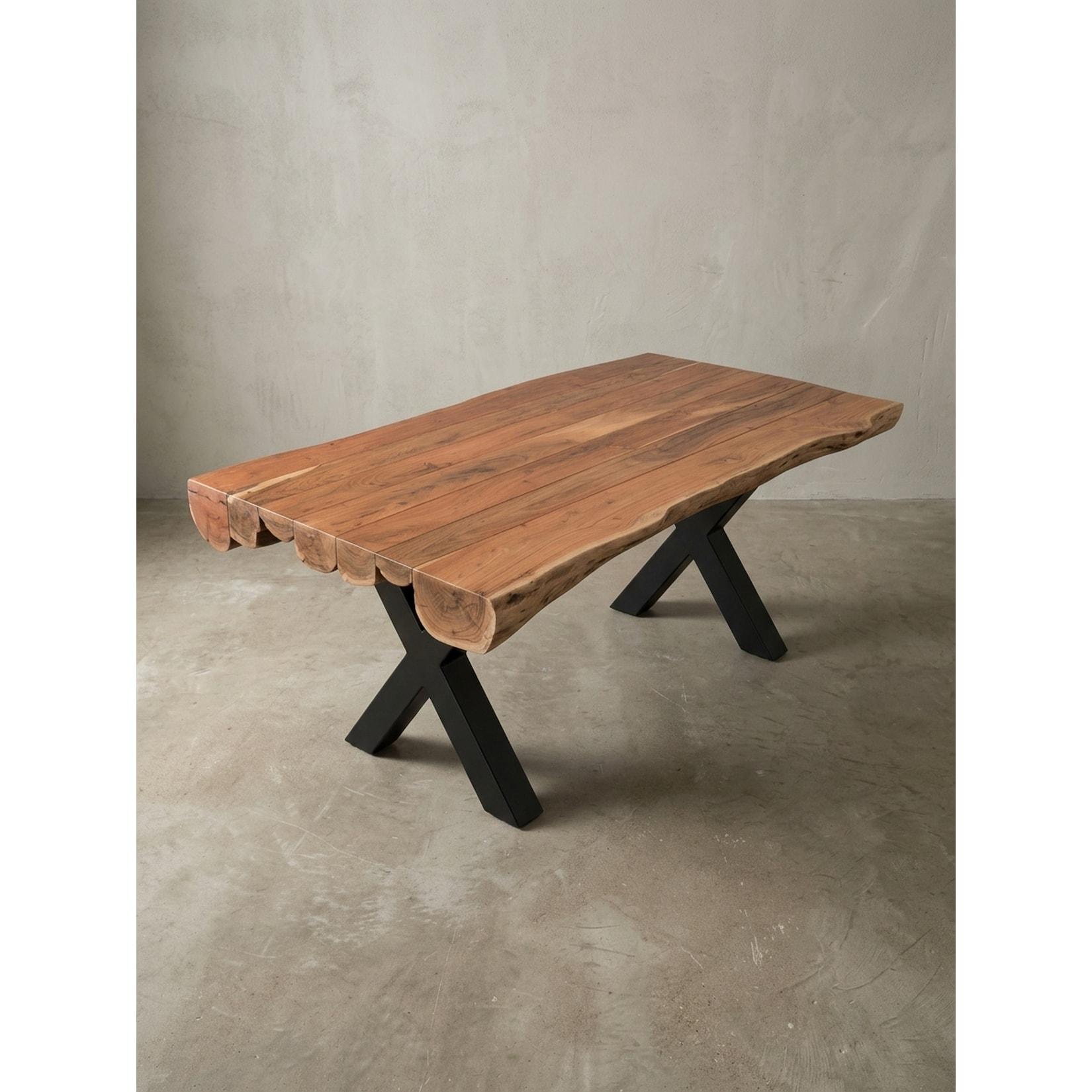 Esszimmertisch – Rechteckig Akazie Massivholz 200x100x77 cm Baumstammform