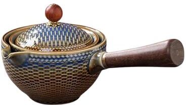 Rare Purchases Creative Home Tea Maker, Automatic Rotating Teapots Ceramic, Kungfu Teaware Kit, Filter Side Handle Pot brown Dot