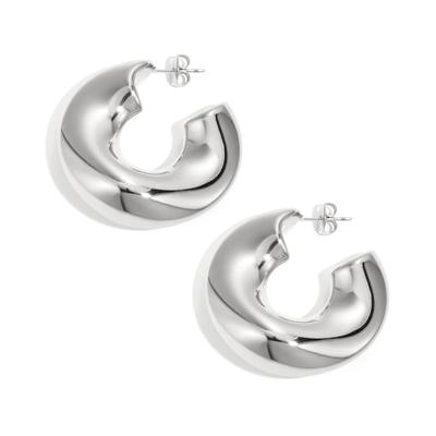 Paar Creolen ADELIA´S "Ohrringe Creolen aus Edelstahl in voluminöser Form", Damen, Gr. Damen, Edelstahl, silberfarben, Ohrringe, Modeschmuck, trendig und mit voluminöser Creolenform