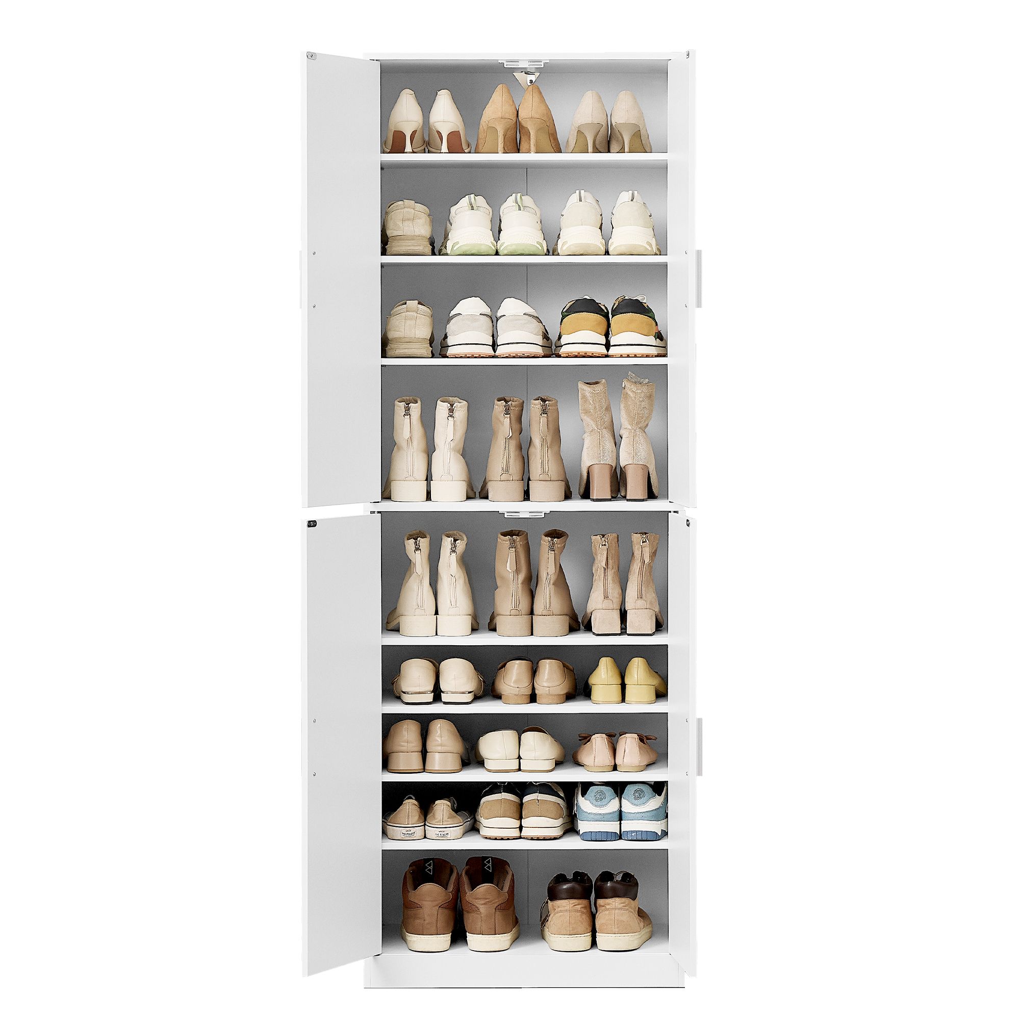 VASAGLE Schuhschrank mit verstellbaren Ablagen, Aufbewahrungsschrank mit Türen, für Flur HSCB35901WB01