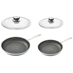 HENSSLERS Pfannenset 4tlg. Inkl. Deckel Deckel ⌀ 24 & 28cm Edelstahl
