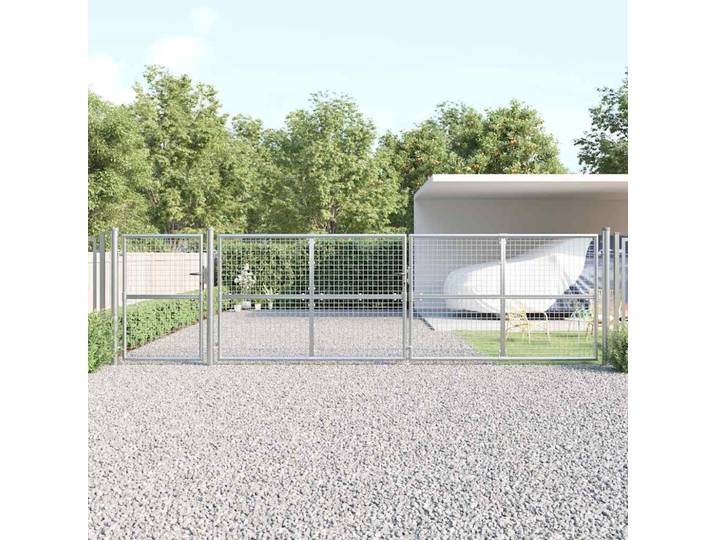vidaXL Maschen-Gartentor Silber 500x125 cm Verzinkter Stahl