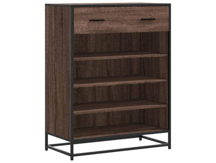 NOUVEAU Meuble d Entrée Couloir - Meuble à chaussures Grand espace - chêne marron - Bois d'ingénierie et métal - 75x38x97 5cm  11410