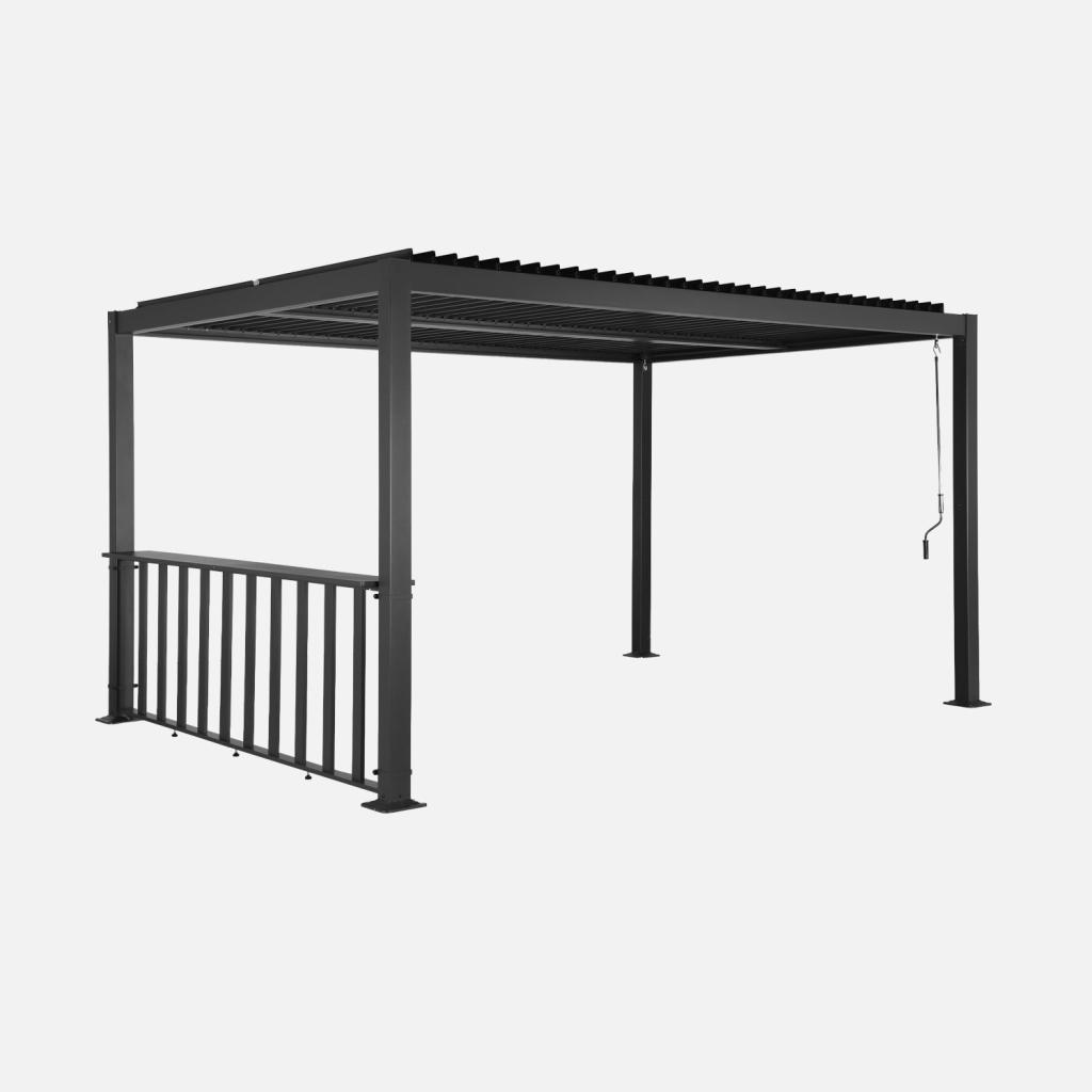 sweeek - Pergola mit Lamellendach Palace 3x3m mit Thekenleiste 3m - Anthrazit