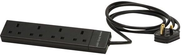 Lindy 4-Way UK Power Strip with 2m Cord - Black