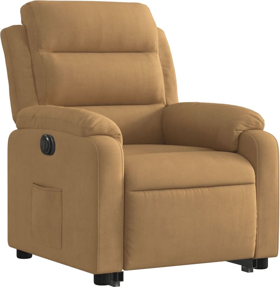 vidaXL Fauteuil inclinable électrique marron velours