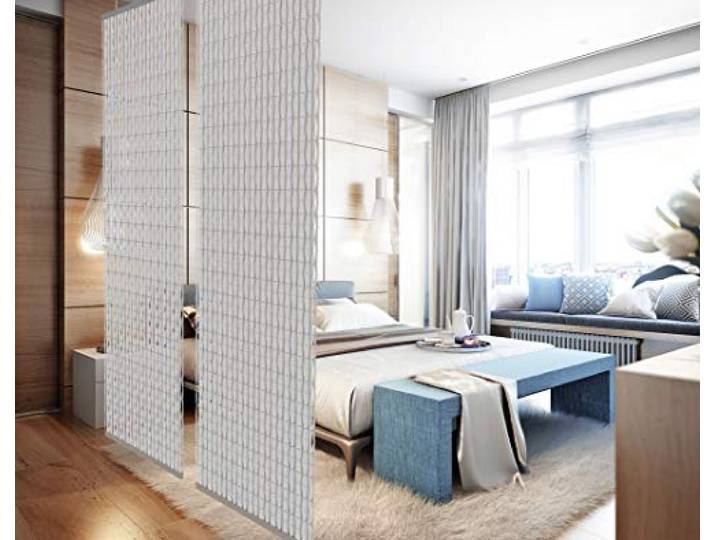 YourCasa - Raumteiler hängend [Designelement] Blickfang und Dekoration in jedem Raum Trennwand ist Lichtdurchlässig - Raumtrenner 118 x 240 cm- Paravent bietet Sichtschutz - Multifunktional (Weiss)