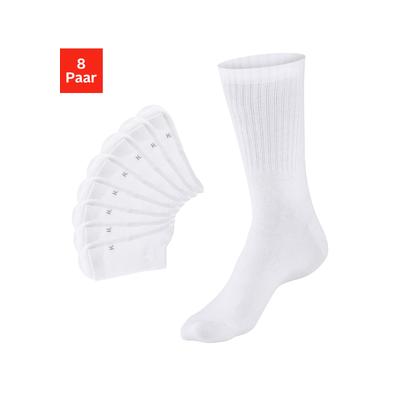 Tennissocken H.I.S "Sportsocken Damen, casual", Damen, Gr. 39-42, weiß (8x weiß), Baumwollmischung, unifarben, elastisch, Socken Tennissocken, ohne Frottee; ideal auch für den Alltag