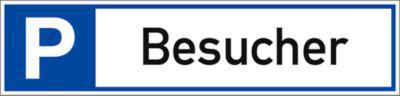 moedel Parkplatzschild „Besucher“, für die Wand- und Pfostenmontage, L 460 x B 100 mm, Aluminium, weiß-schwarz-blau