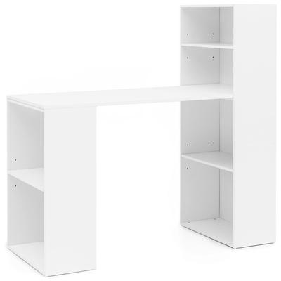 KADIMA DESIGN Schreibtisch WL5.692 mit Regal 120 x 120 x 53 cm Weiß Matt Holz Modern, Schreibtischregal Ablagefächer PC Tisch, Computertisch mit Ablage, Weißer